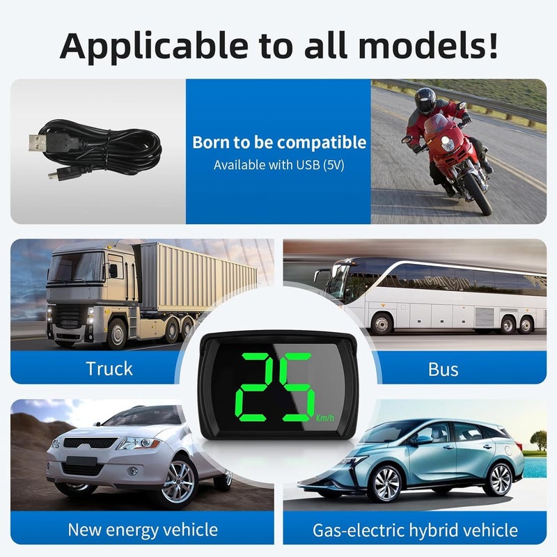 wiiiw GPS Speedometer Digital Speedometer for Car MPH Speedometer Plug & Play Head Up Display for Car Compatible with All Vehicle Models Equipped with a USB Port - Image 4